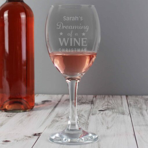 (product) Personalised Dreaming of a Wine Christmas... Wine Glass
