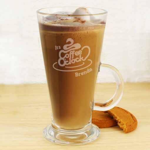 (product) Personalised Coffee O Clock Latte Glass