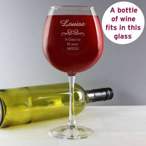 (product) Personalised Decorative Bottle of Wine Glass