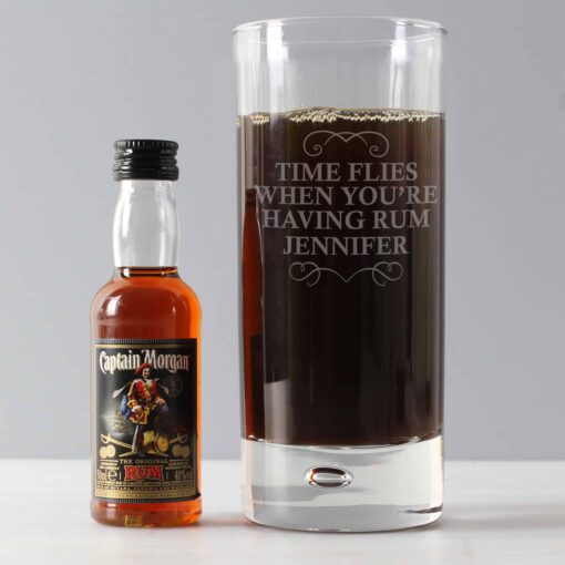 (product) Personalised Any Message Hi Ball & Rum Miniature Set