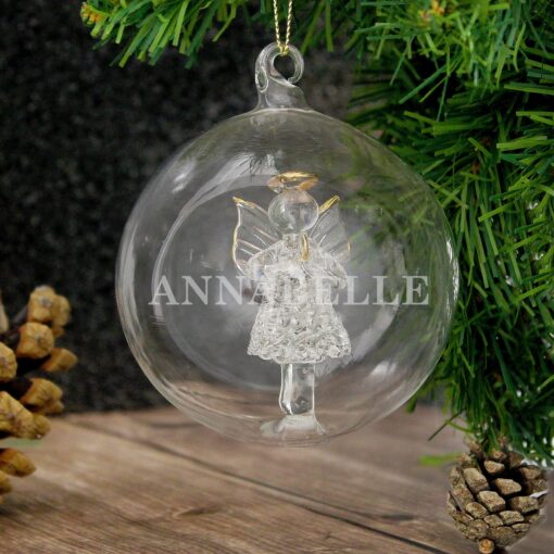 (product) Personalised Name Only Angel Glass Bauble