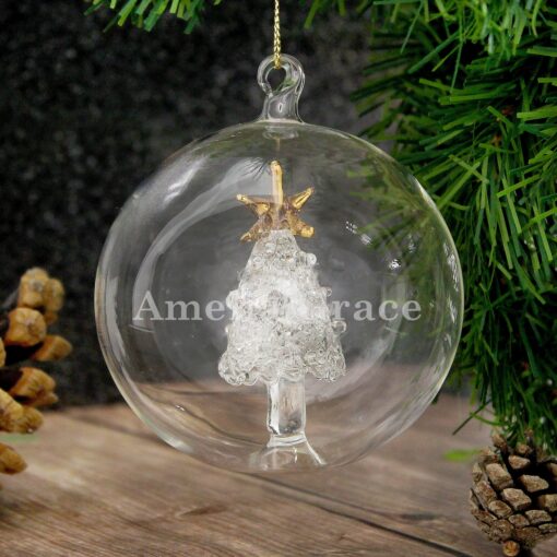 (product) Personalised Name Only Christmas Tree Glass Bauble