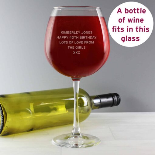 (product) Personalised Bold Statement Bottle of Wine Glass
