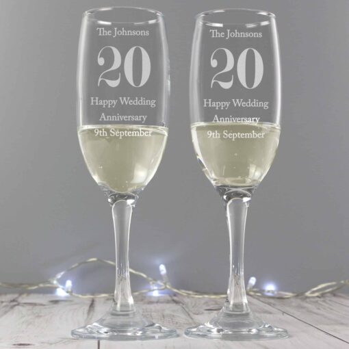 (product) Personalised Anniversary Pair of Flutes with Gift Box