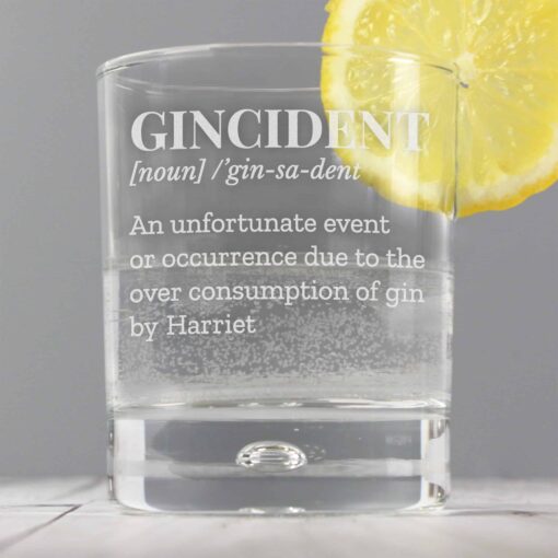 (product) Personalised Gincident Tumbler Bubble Glass