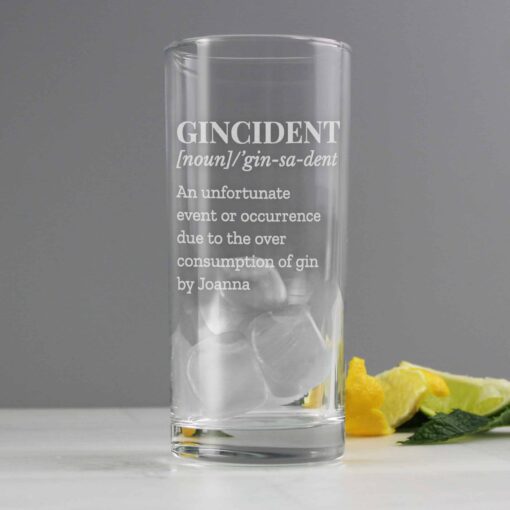 (product) Personalised Gincident Hi Ball Glass