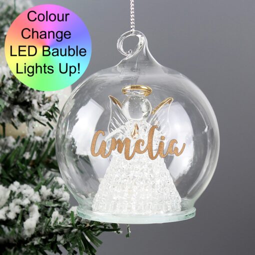(product) Personalised Christmas LED Angel Bauble