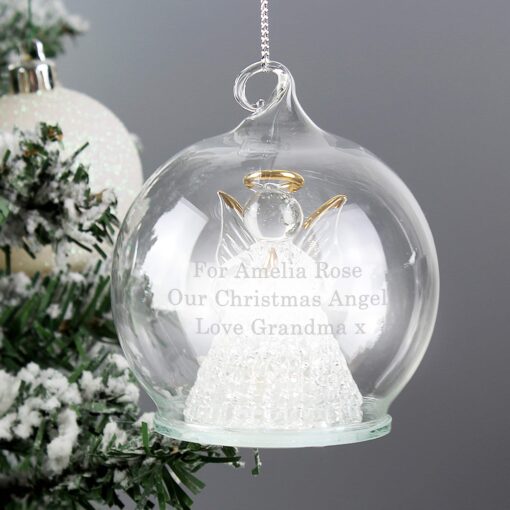(product) Personalised Christmas Message LED Angel Bauble