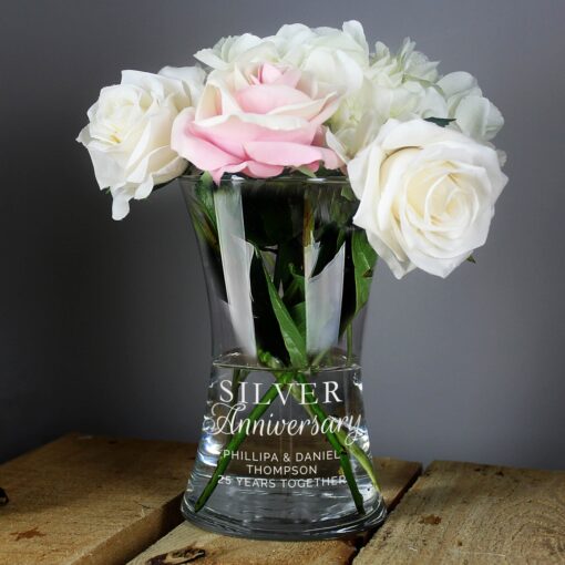 (product) Personalised 'Silver Anniversary' Glass Vase