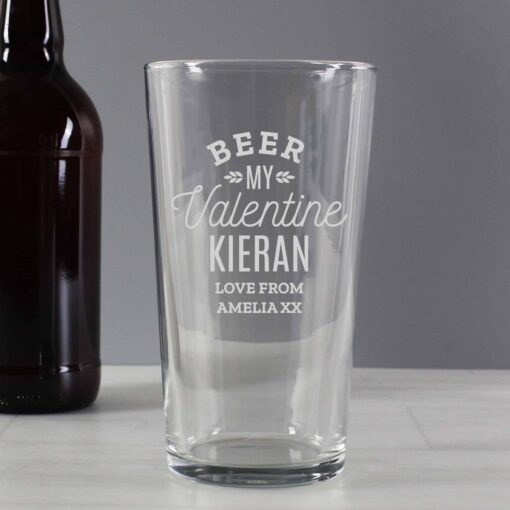 (product) Personalised Beer My Valentine Pint Glass