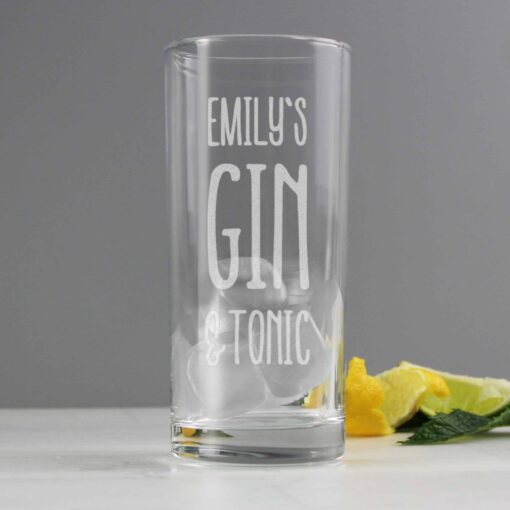 (product) Personalised Gin & Tonic Hi Ball Glass