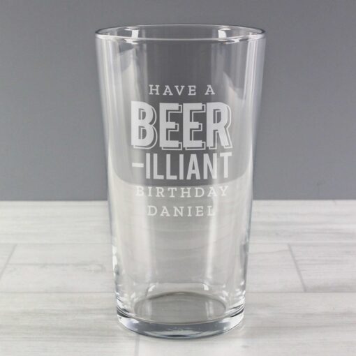 (product) Personalised Beer-Rilliant Birthday Pint Glass