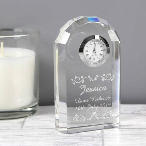 (product) Personalised Heart Swirl Crystal Clock