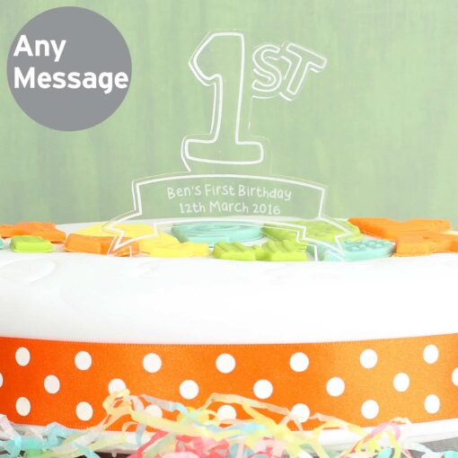 (product) Personalised Acrylic '1st' Celebration Cake Topper
