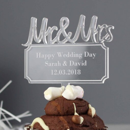 (product) Personalised Mr & Mrs Plaque Acrylic Cake Topper