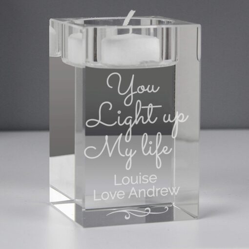 (product) Personalised You Light Up My Life Glass Tea Light Holder