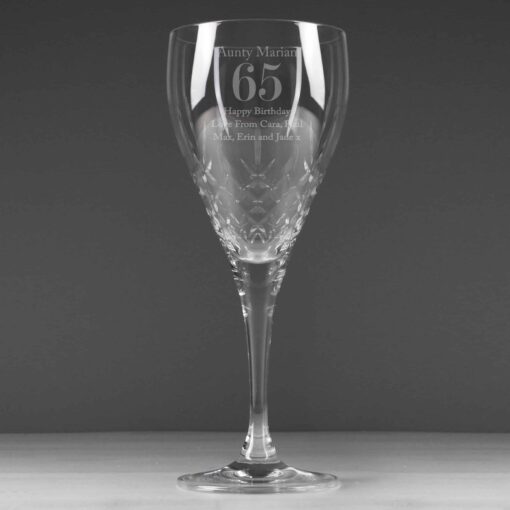 (product) Personalised Big Age Cut Crystal Wine Glass