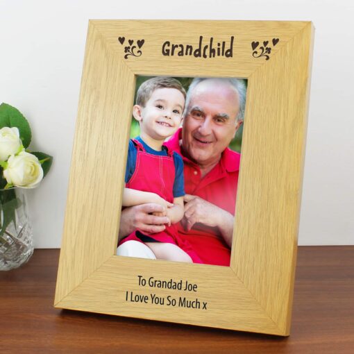 (product) Personalised Oak Finish 4x6 Grandchild Photo Frame