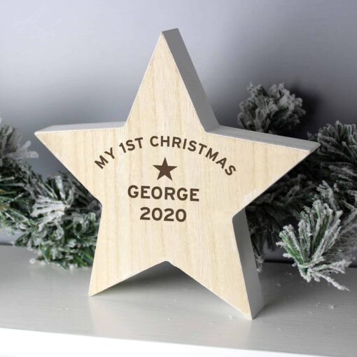 (product) Personalised Rustic Wooden Star Decoration