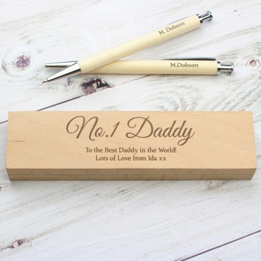 (product) Personalised Any Message Wooden Pen & Pencil Box Set