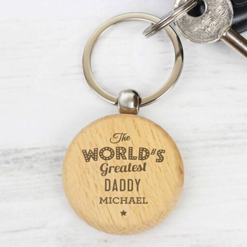 (product) Personalised 'The World's Greatest' Wooden Keyring