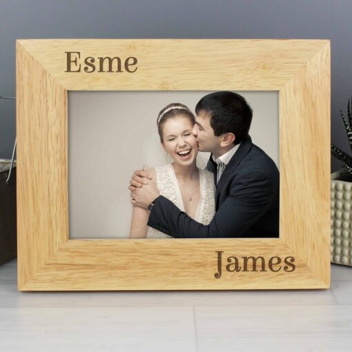 (product) Personalised Couples 7x5 Landscape Wooden Photo Frame