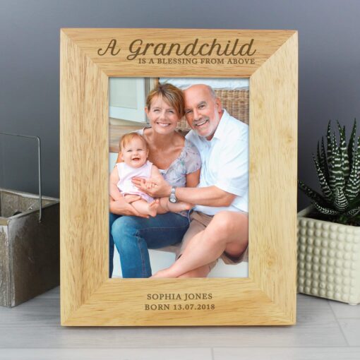 (product) Personalised 'A Grandchild is a Blessing' 5x7 Wooden Photo Frame