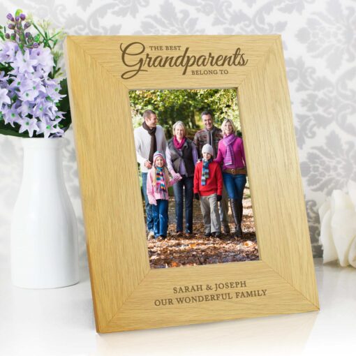 (product) Personalised 'The Best Grandparents' 4x6 Oak Finish Photo Frame