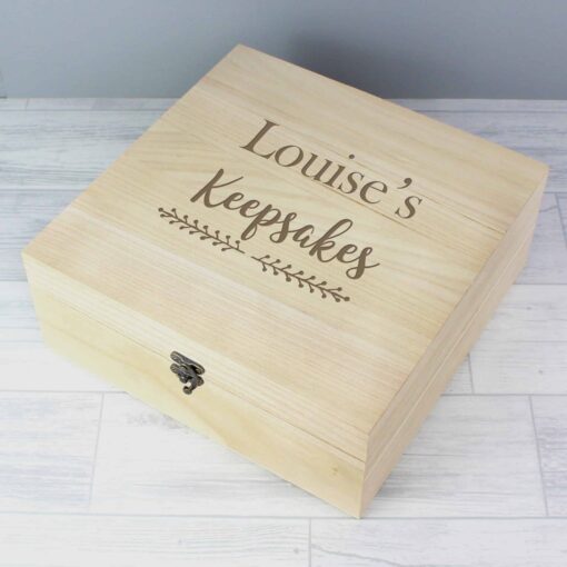 (product) Personalised Floral Large Wooden Keepsake Box