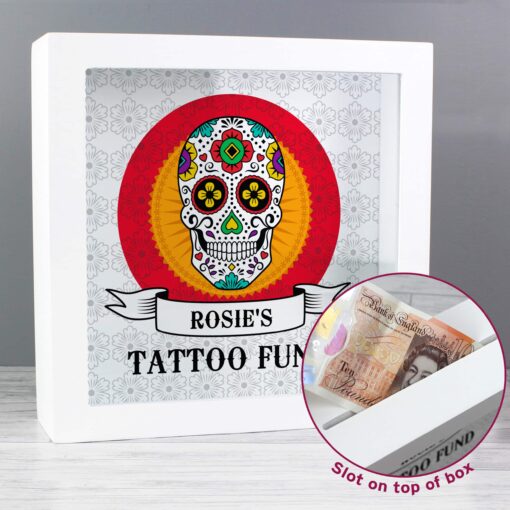 (product) Personalised Sugar Skull Tattoo Fund and Keepsake Box