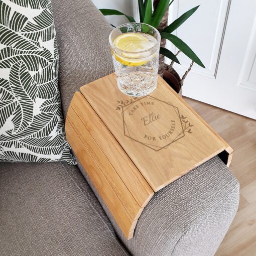 (product) Personalised Take Time For Yourself Wooden Sofa Tray