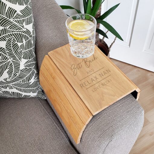(product) Personalised Classic Wooden Sofa Tray