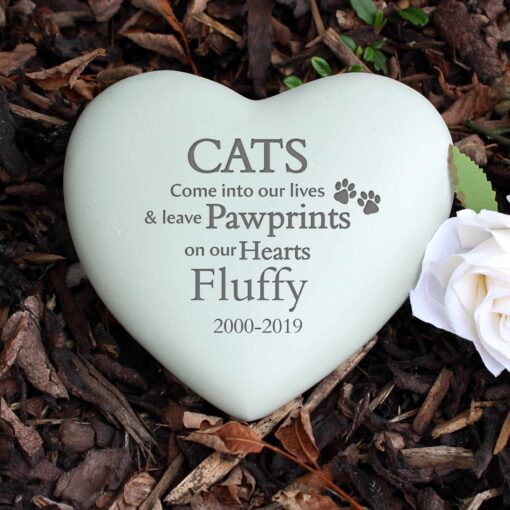 (product) Personalised Cat Pawprints Heart Memorial
