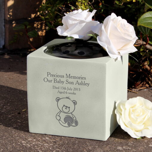 (product) Personalised Teddy Bear Memorial Vase