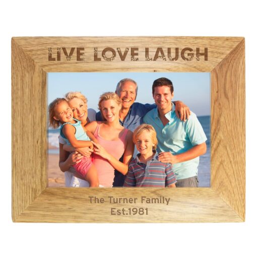 (product) Personalised Live Love Laugh 7x5 Landscape Wooden Photo Frame