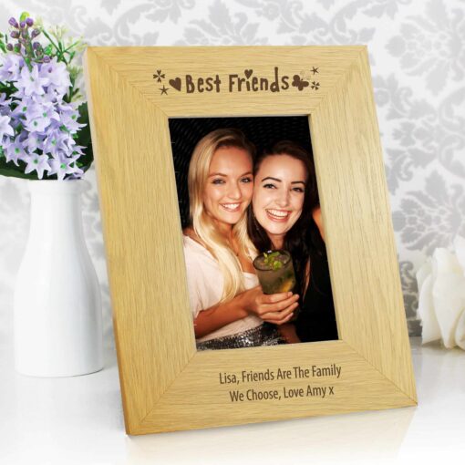 (product) Personalised Oak Finish 4x6 Best Friends Photo Frame