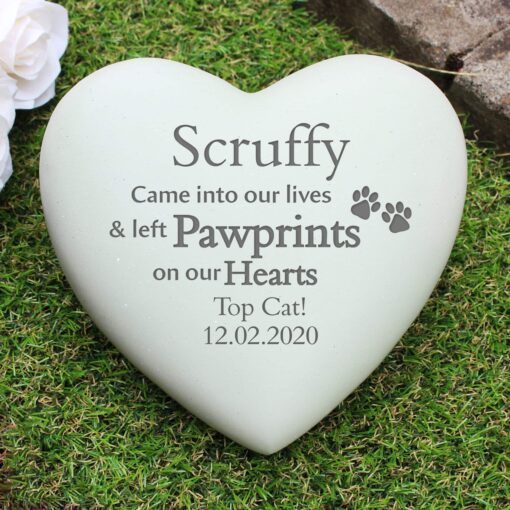 (product) Personalised Pet Pawprints Heart Memorial