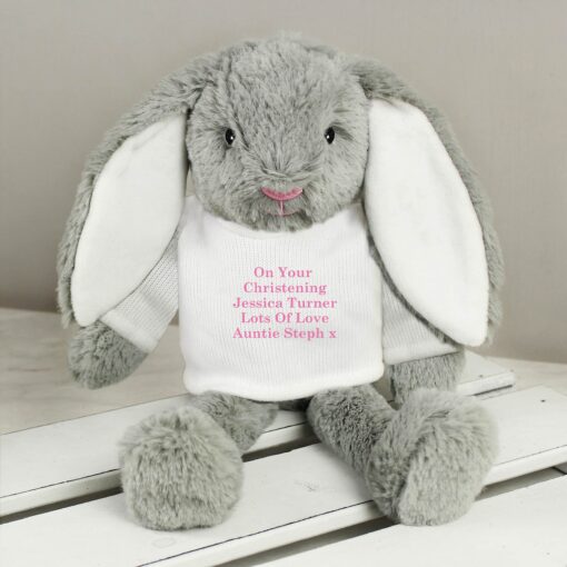 (product) Personalised Message Bunny Rabbit In Jumper - Pink