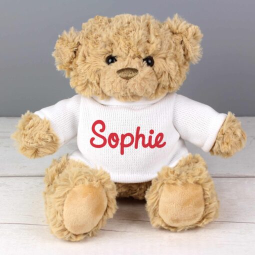 (product) Personalised Name Only Teddy Bear - Red