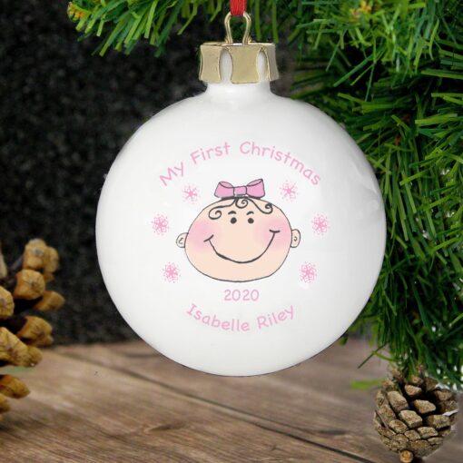 (product) Personalised Baby Girl My First Christmas Bauble