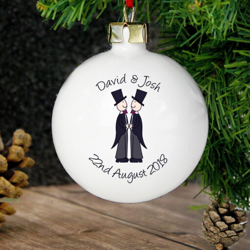 (product) Personalised Male Same-Sex Wedding Bauble