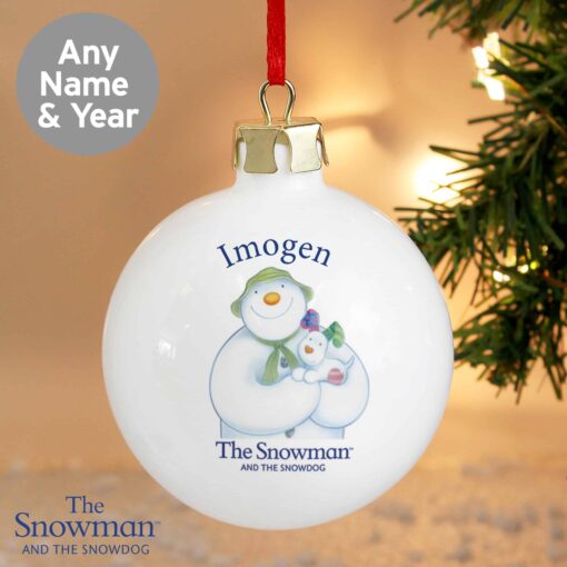 (product) Personalised The Snowman and the Snowdog Bauble