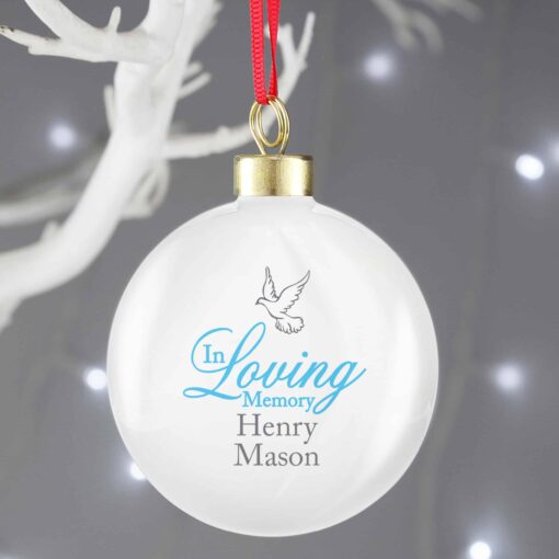 (product) Personalised In Loving Memory Blue Bauble