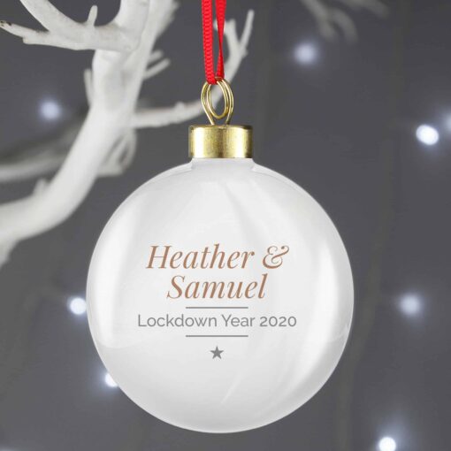(product) Personalised Classic Gold Star Christmas Bauble