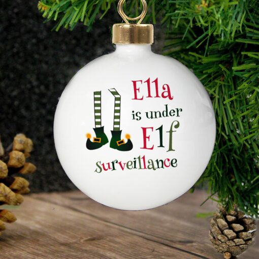 (product) Personalised Elf Surveillance Bauble