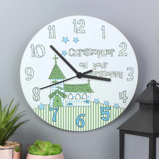 (product) Personalised Church Boys Christening Clock