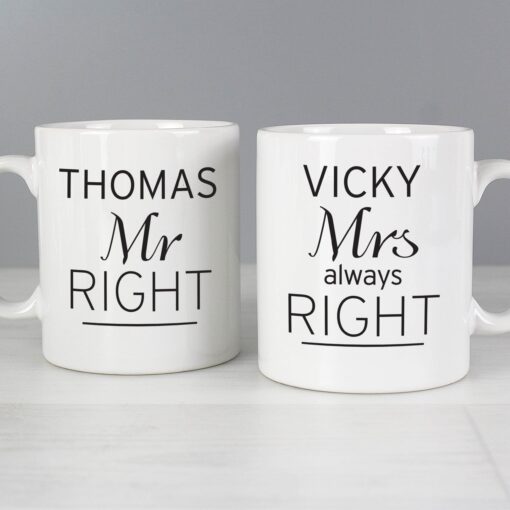 (product) Personalised Classic Mr Right / Mrs Always Right Mug Set