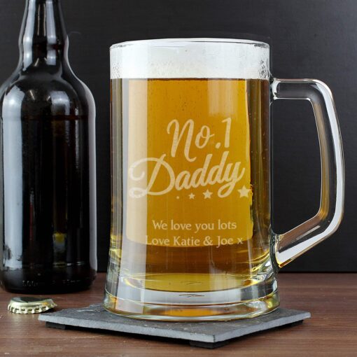 (product) Personalised No.1 Daddy Glass Pint Stern Tankard