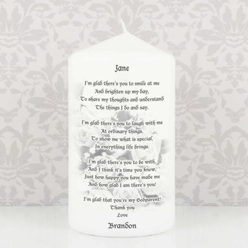 (product) Personalised Godparent Pillar Candle