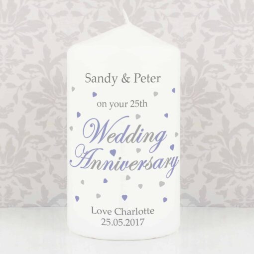 (product) Personalised Wedding Anniversary Pillar Candle